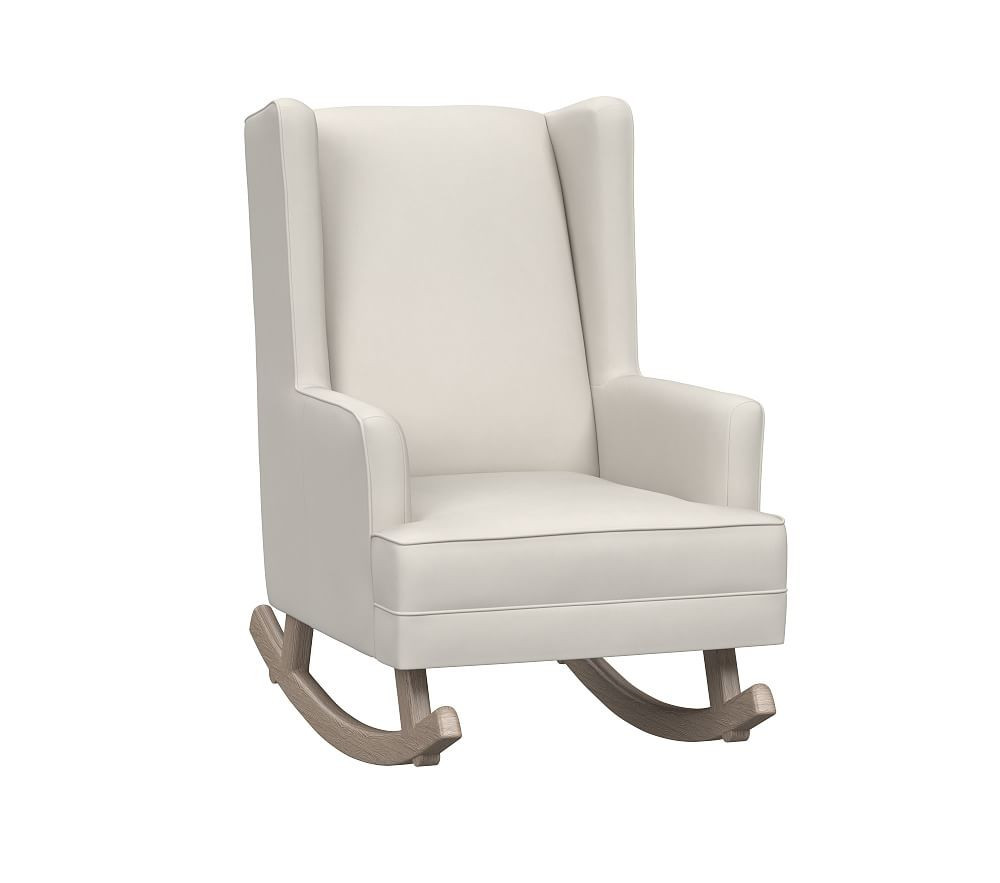 Modern Wingback Convertible Rocker, Signature Leather, Chalk | Pottery Barn Kids