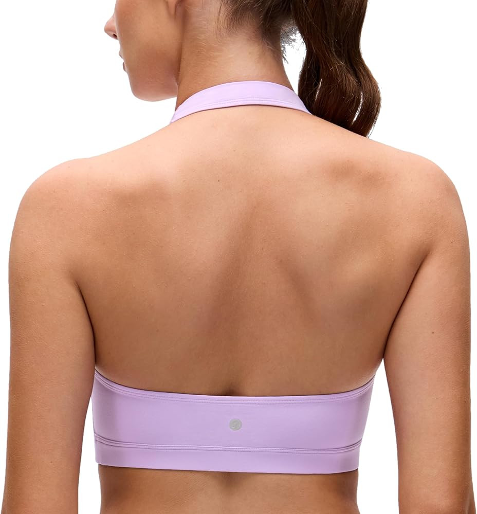 CRZ YOGA Butterluxe Halter Sports Bras for Women - Scoop Neck Padded Open Back Yoga Crop Gym Tops... | Amazon (US)