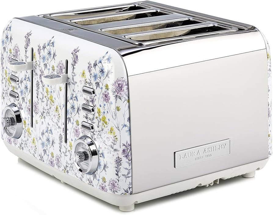 VQ Laura Ashley Wild Meadow Stainless Steel 4 Slice Toaster | Multi-Functional Bagels & Bread Toa... | Amazon (US)