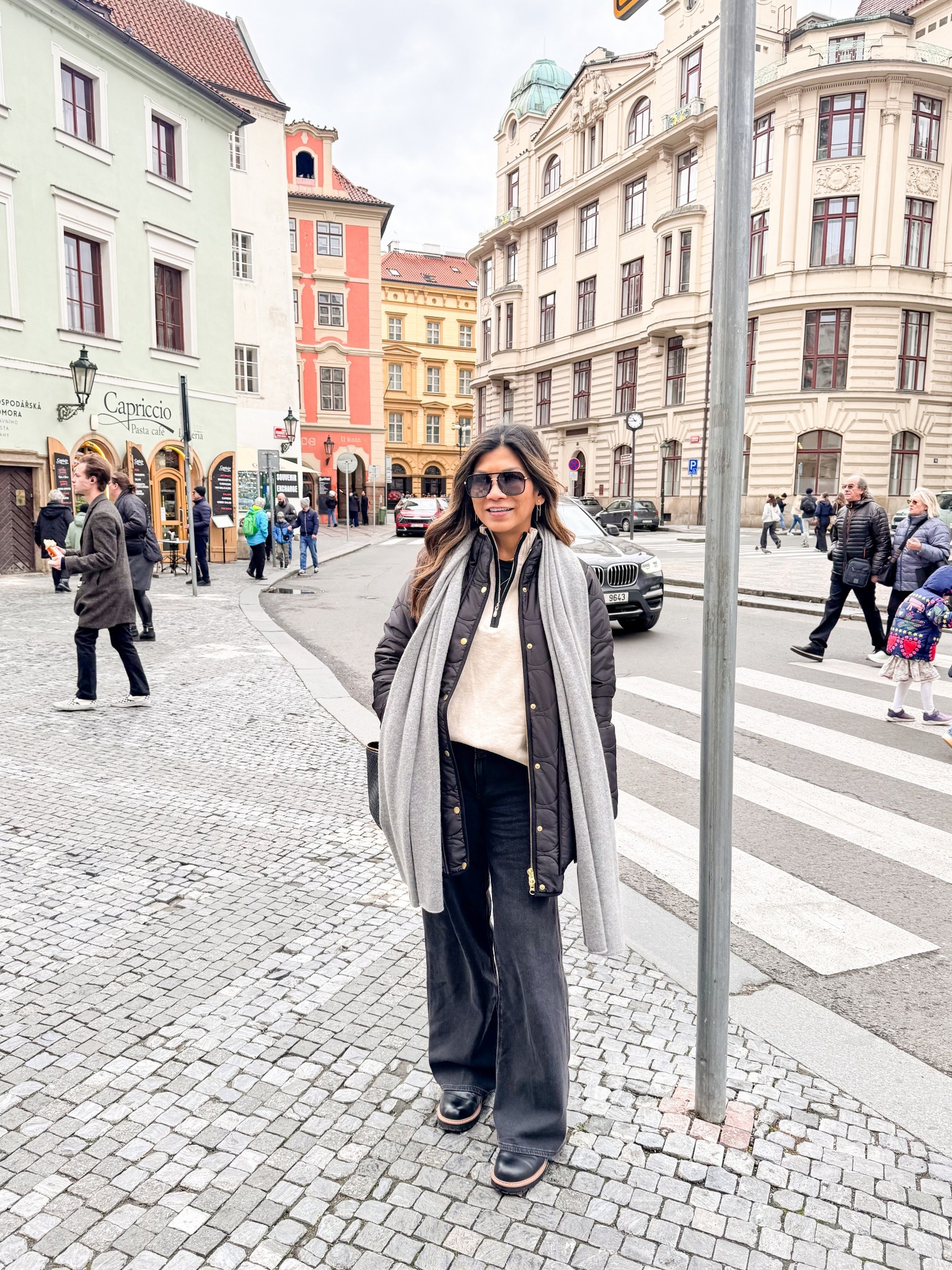 I’m 5’2” 118#ish for reference 
Europe sightseeing outfit in the fall(Prague). 
Pullover Sweater  in small.
Jeans in size 2 short length tts.
Puffer jacket in small.
Wearing thermal set in small, black
Boots tts.
Bag is the small one and fits all the essentials. 
Wearing wool socks that are comfy and kept my feet warm! 
100% Cashmere scarf, beanie and gloves are all linked .
Fall Europe outfit for sightseeing, road trip, Amazon finds, fall outfits,fashion over 40, over 50 style, midlife fashion, petite fashion,midlife fashion, affordable fashion, fashion over40 

#LTKTravel #LTKStyleTip #LTKFindsUnder50 #LTKPetite