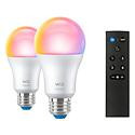 WiZ 2-pack A19 60W LED Full Color Smart Bulbs with Remote | HSN