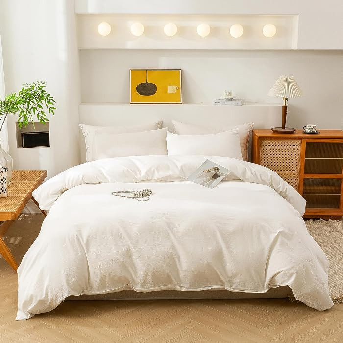 ECOCOTT White Duvet Cover California King Size, 100% Washed Cotton 1 Duvet Cover with Zipper and ... | Amazon (US)