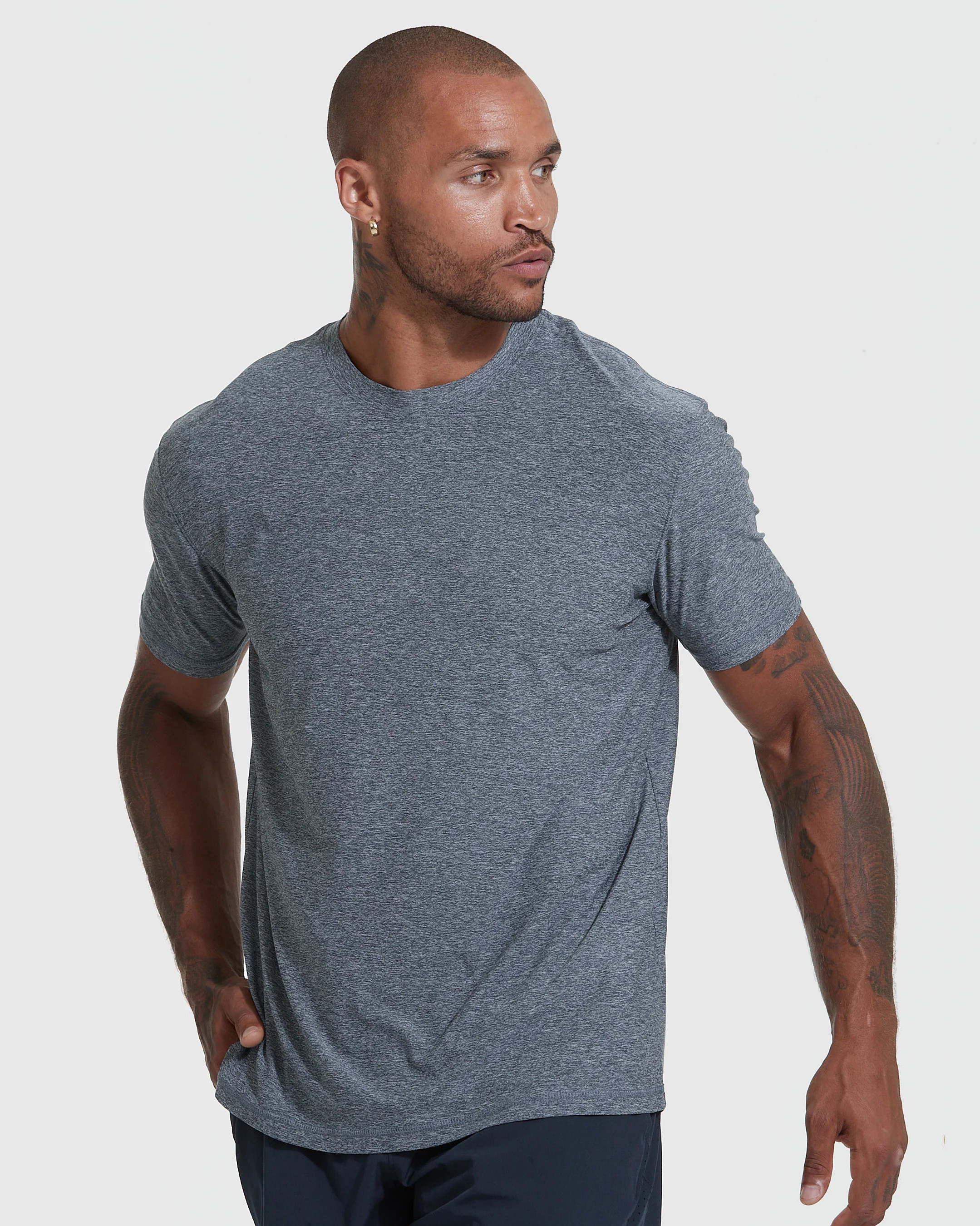 Heather Navy Active Crew Neck T-Shirt | True Classic