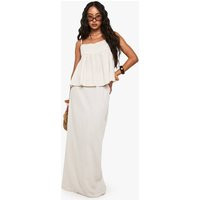 boohoo Women's Linen Look Column Maxi Skirt in Beige | Size: 2 | Denim/Linen/Woven | boohoo (US & Canada)