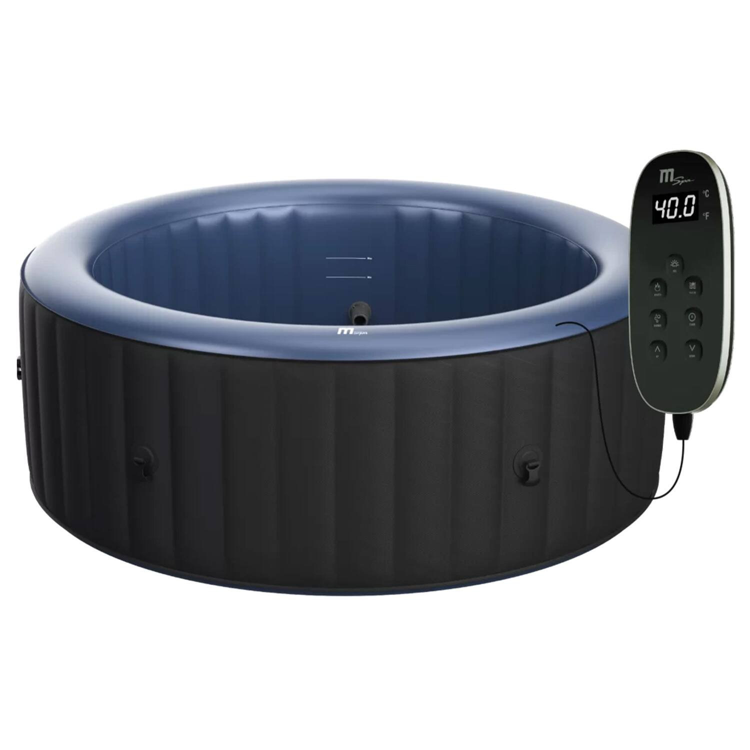 MSpa - Round Inflatable Bubble Massage Spa, 4 to 6 Person Outdoor Hot Tub, Bergen - Charcoal Grey | Best Buy U.S.