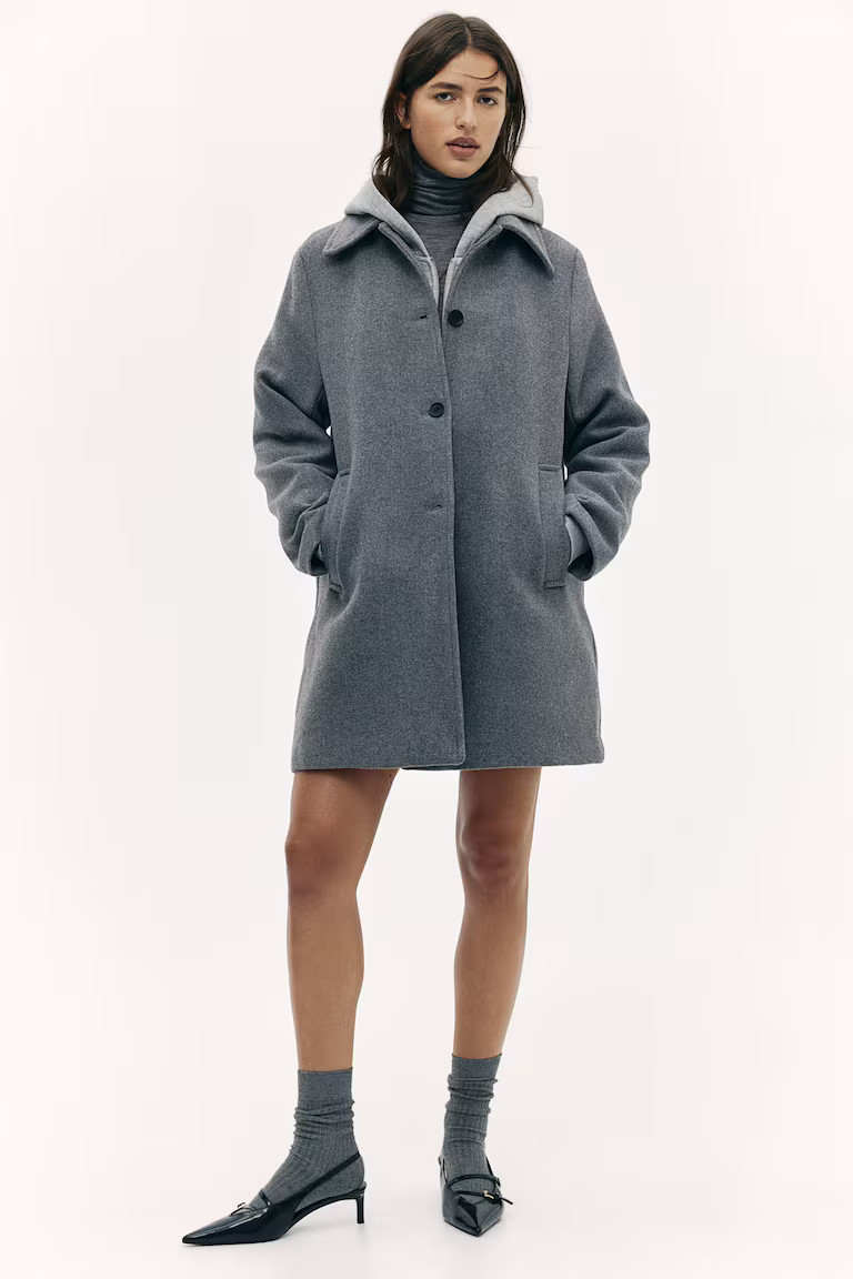 Knielanger Mantel - Grau - Ladies | H&M AT | H&M (DE, AT, CH, NL, FI)