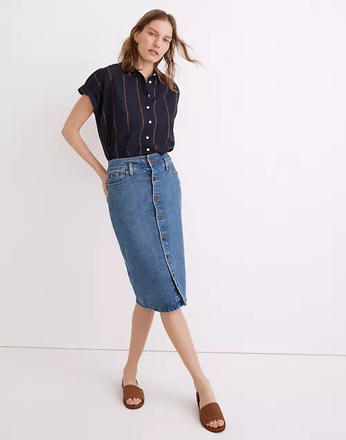 Denim High-Waist Midi Skirt in Holton Wash: Western Edition | Madewell