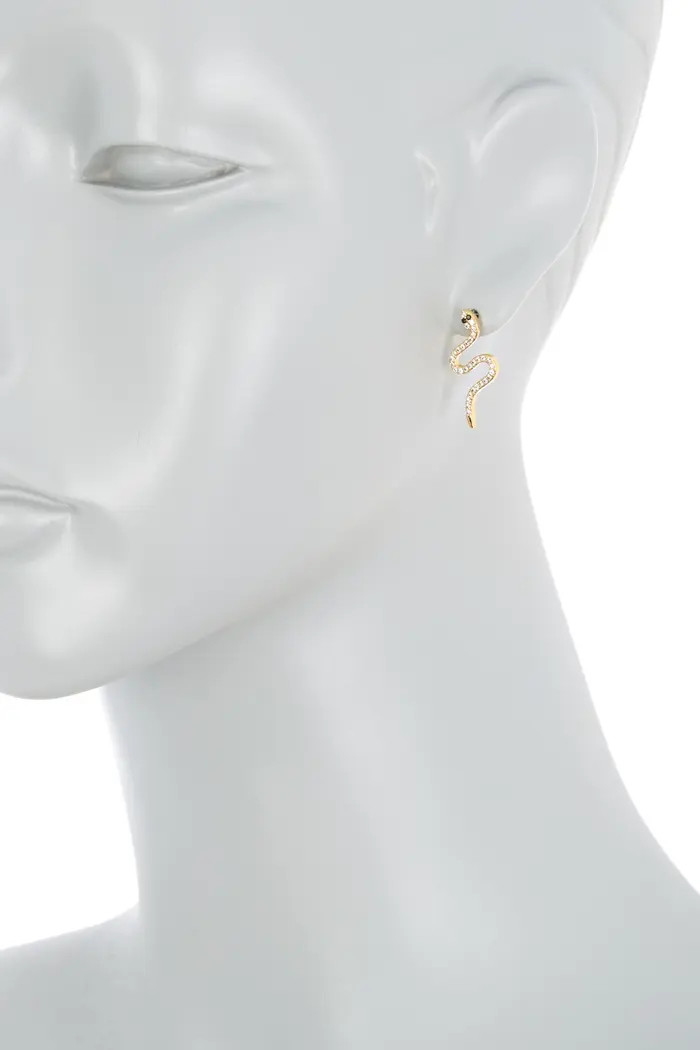 14K Yellow Gold Plated Swarovski Crystal Snake Stud Earrings | Nordstrom Rack
