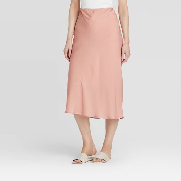 Women's Mid-Rise Satin Slip Skirt - A New Day™ | Target