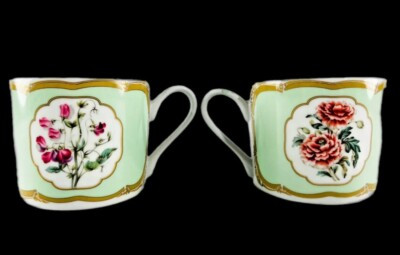 Andrea By Sadek Winterthur Pres. Polk Florals Flat Tea Cups Peonies Sweet Peas | eBay US
