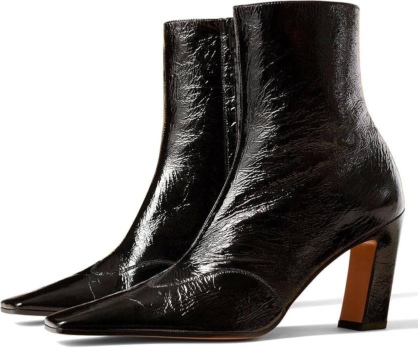 Women's Fashion High Heel Square Toe Side Zipper Ankle Boots Comfort Block Heel Casual Dress Boot... | Amazon (US)