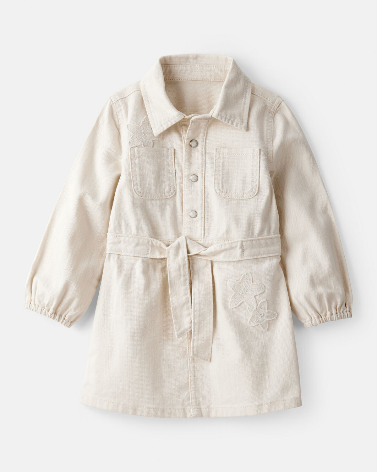 Toddler Girl Embroidered Cotton Long-Sleeve Dress - White | Carter's Inc