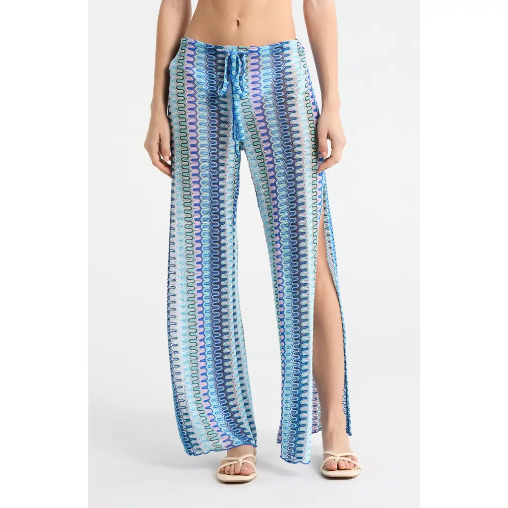 BECCA Tivoli Metallic Cover-Up Pants in Lapis Multi at Nordstrom, Size Large | Nordstrom