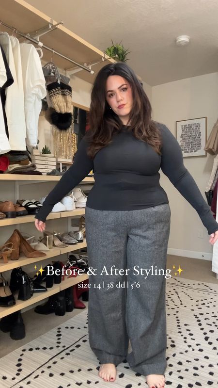 Midsize work outfit 
Wearing a large in this black comfy top, 
38dd in this tshirt bra 
Sized up to a 16 in these wool trousers (no stretch) 
The most comfy slingback kitten heels tts 
Necklace stack code: TARYNTRULY


#LTKSeasonal #LTKmidsize #LTKworkwear