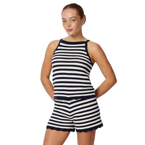 Amazon Essentials x Sofia Grainge Women's Mommy & Me Cotton Crochet Sweaters & Tank Sets, Ivory Navy Polo Stripe, Small | Amazon (US)