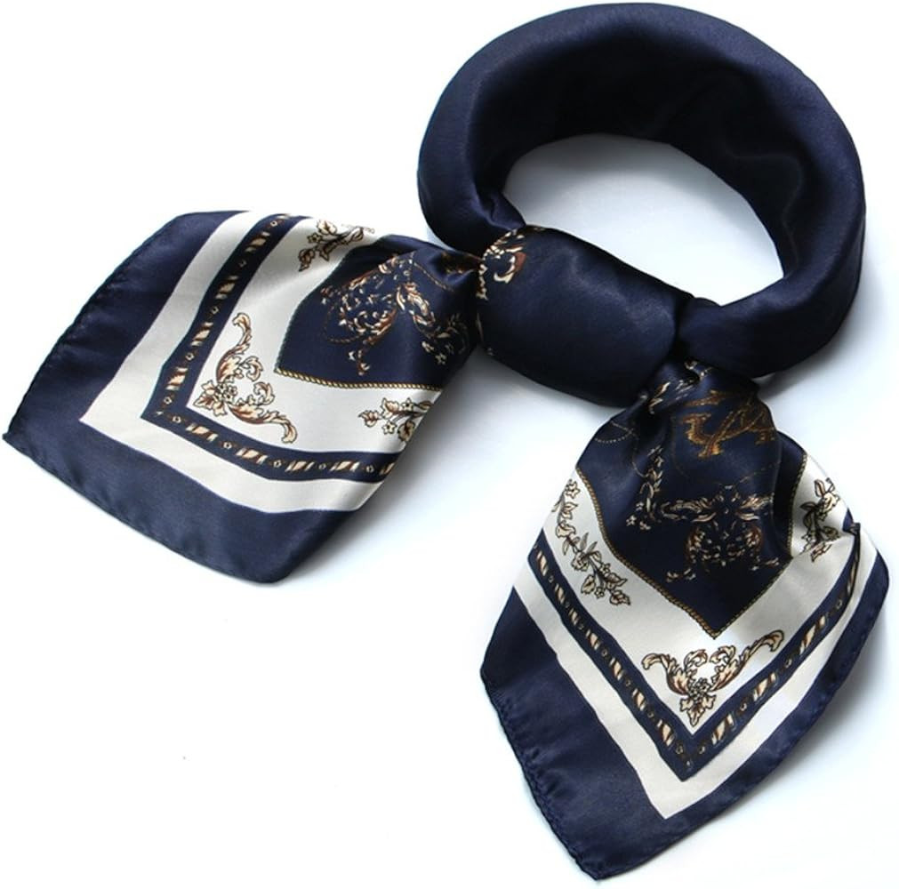 QBSM Womens 23.6 inch Satin Silk Feeling Formal Square Neck Scarf Head Hair Wraps Kerchief | Amazon (US)