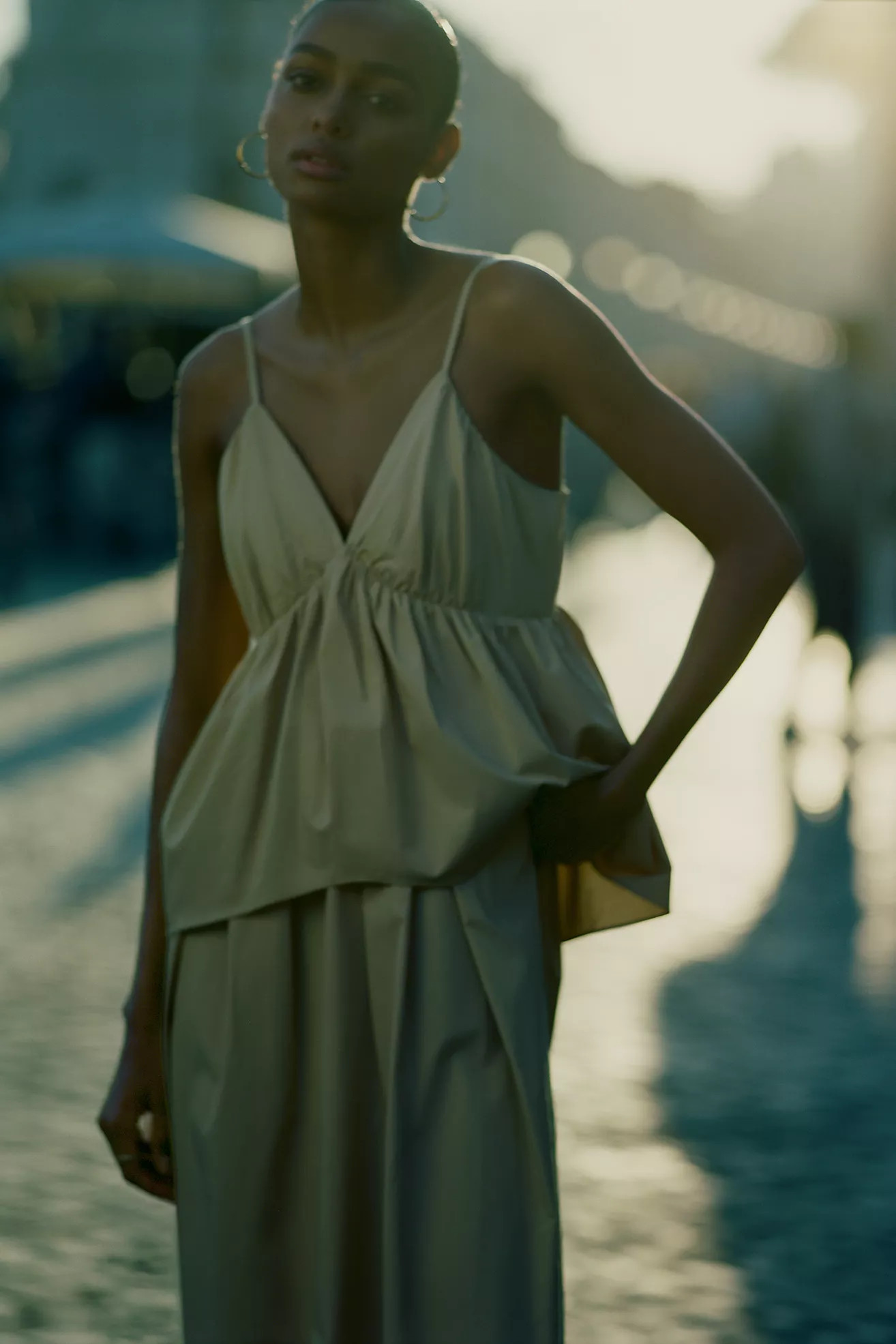 Mare Mare Cotton Tiered V-Neck Midi Dress | Anthropologie (US)
