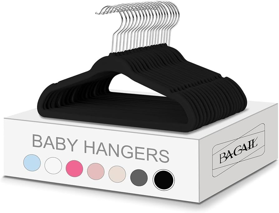 BAGAIL Kids Velvet Hangers 11 Inches Children's Clothes Hangers Non-Slip Baby Hangers for Infant/... | Amazon (US)
