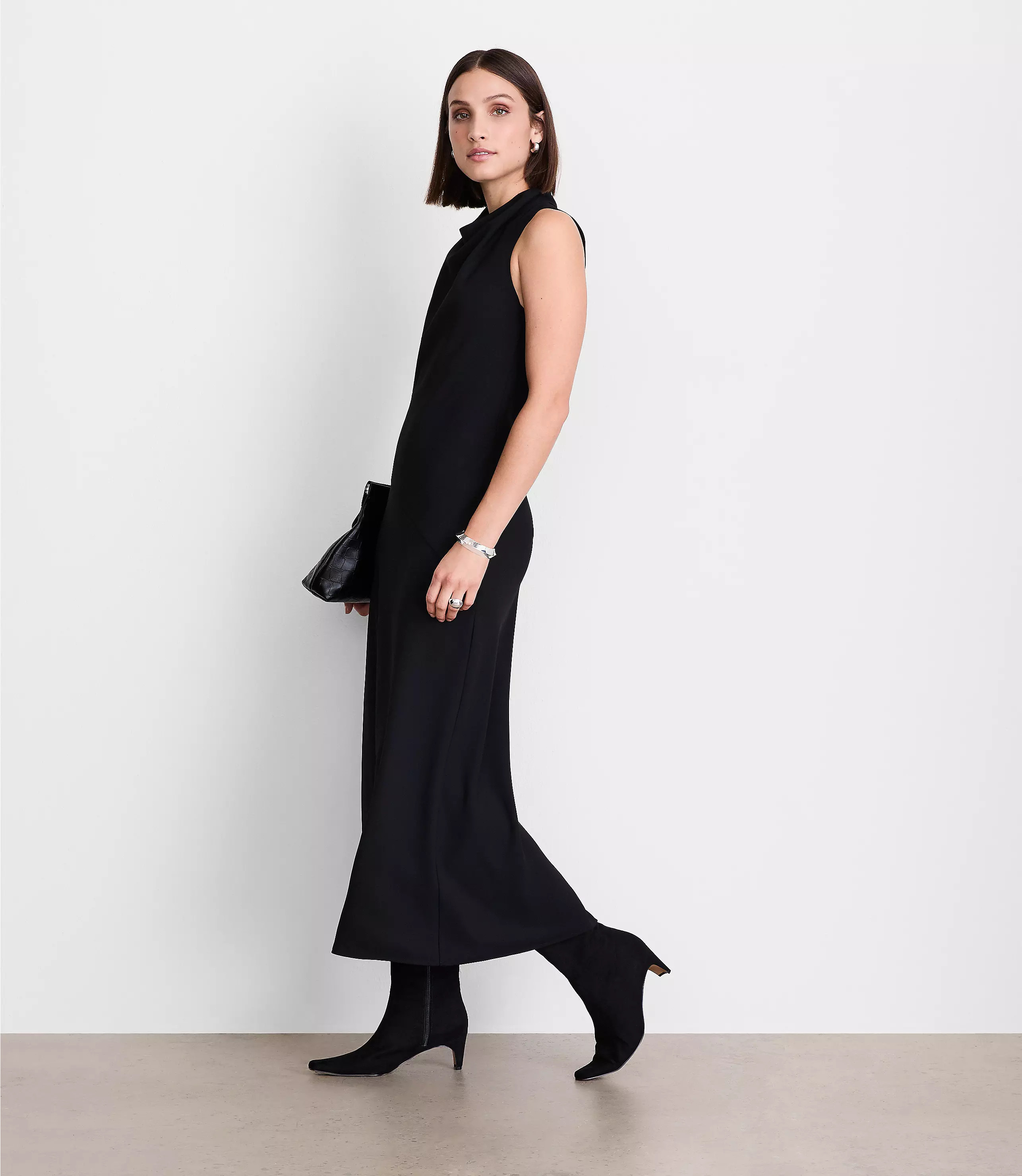 LOFT Versa Crepe Drape Bias Maxi Dress | LOFT