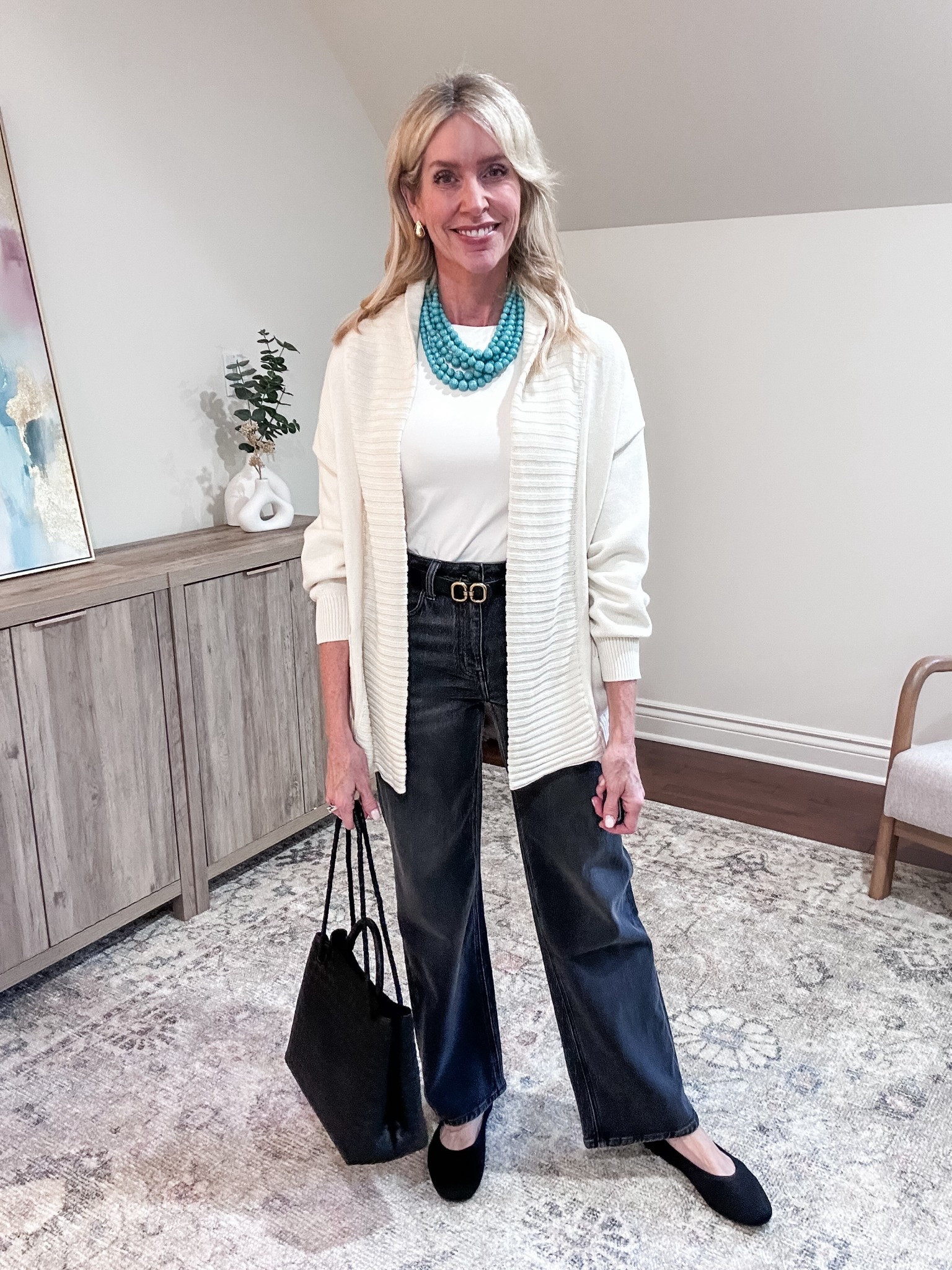 Amazon shawl style cardigan in a neutral color looks great with a piece of statement jewelry! Fit is true to size.

#LTKStyleTip #LTKFindsUnder50 #LTKOver40