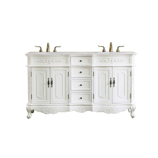 Danville Antique White 60-Inch Vanity Sink Set | Bellacor