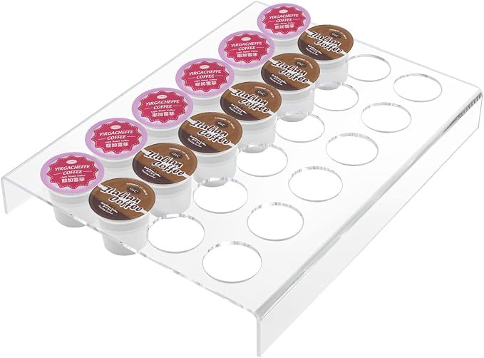 K Cup Coffee Pods Holder for 24 Pods, Clear Arcylic K Cup Coffee Organizer Tray for Drawer or Cou... | Amazon (US)