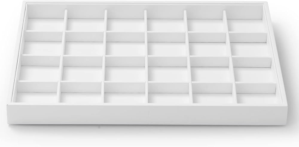Oirlv Premium White Leather Stackable Jewelry Tray 24 Grid Jewelry Drawer Organizer Trays Rings E... | Amazon (US)