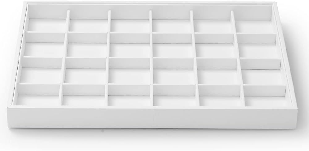 Oirlv Premium White Leather Stackable Jewelry Tray 24 Grid Jewelry Drawer Organizer Trays Rings E... | Amazon (US)