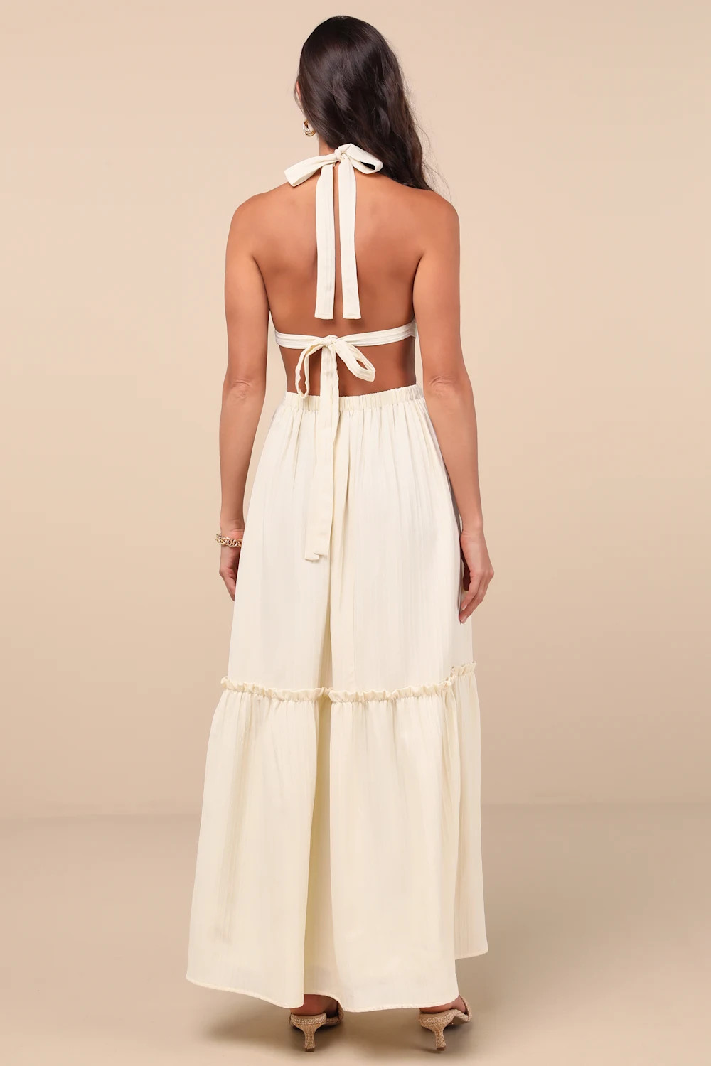 Island Vacay Cream Tie-Back Maxi Dress | Lulus