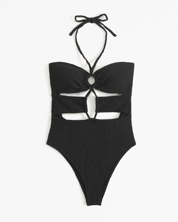 Halter O-Ring One-Piece Swimsuit | Abercrombie & Fitch (US)