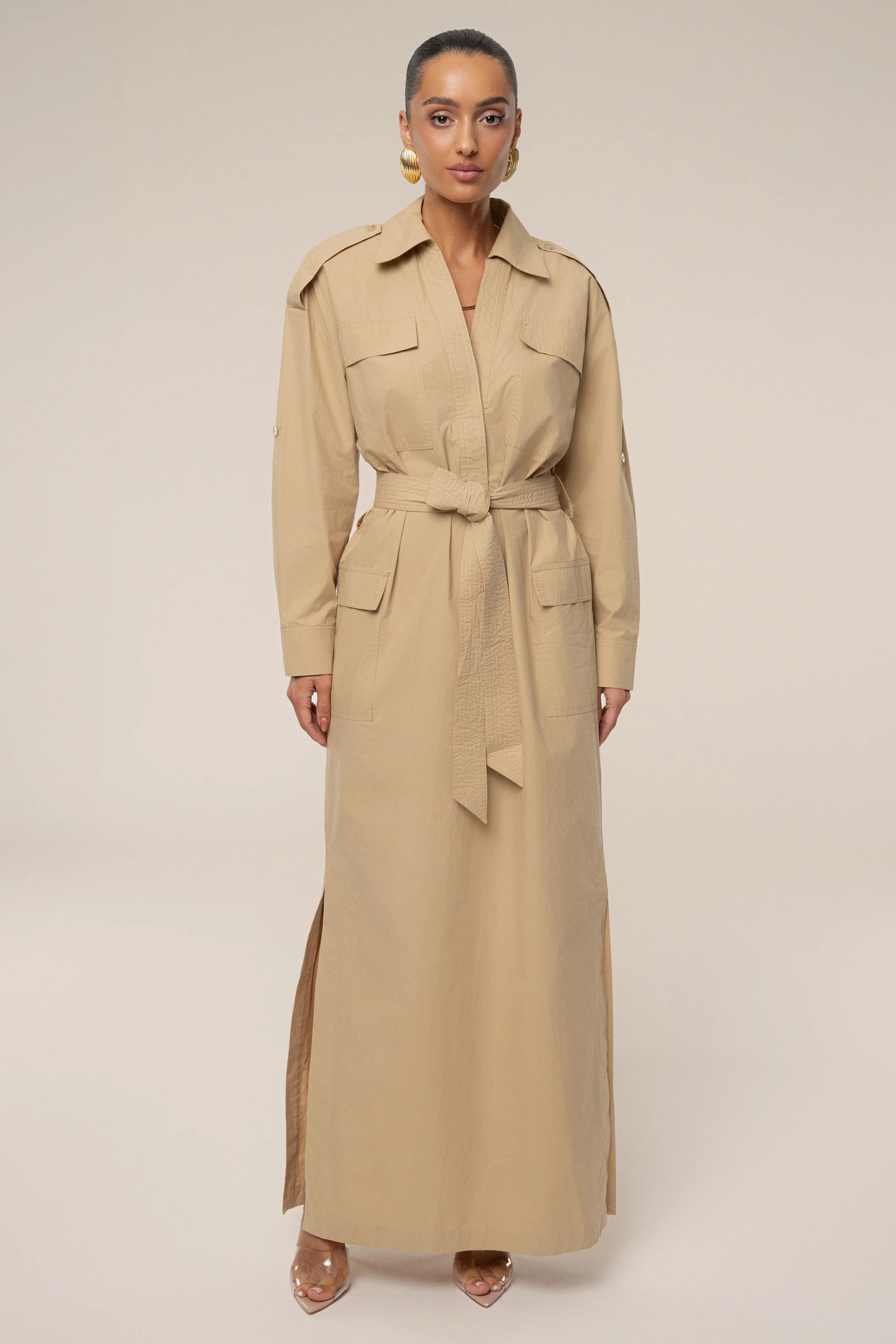 Khaki Harbor Shore Belted Maxi Dress | JLUXLABEL