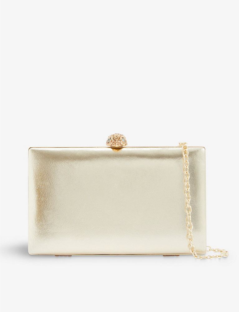 Kensington metallic rhinestone-embellished leather clutch bag | Selfridges