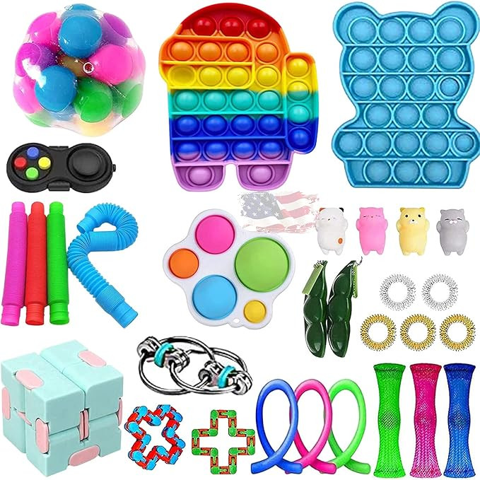 30 Pack Sensory Toys Set, Fidget Pack Sensory Relieves Stress Anxiety Fidget Toy for Kids Adults,... | Amazon (US)