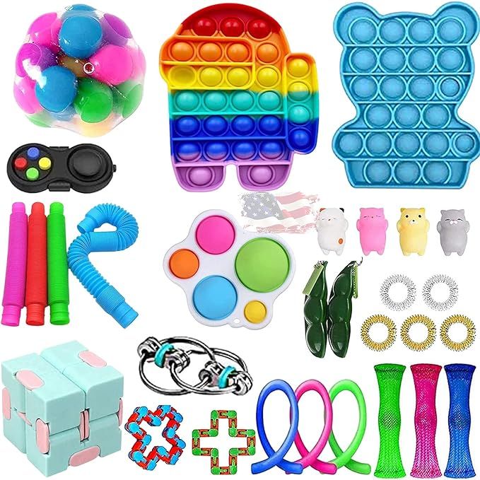 30 Pack Sensory Toys Set, Fidget Pack Sensory Relieves Stress Anxiety Fidget Toy for Kids Adults,... | Amazon (US)