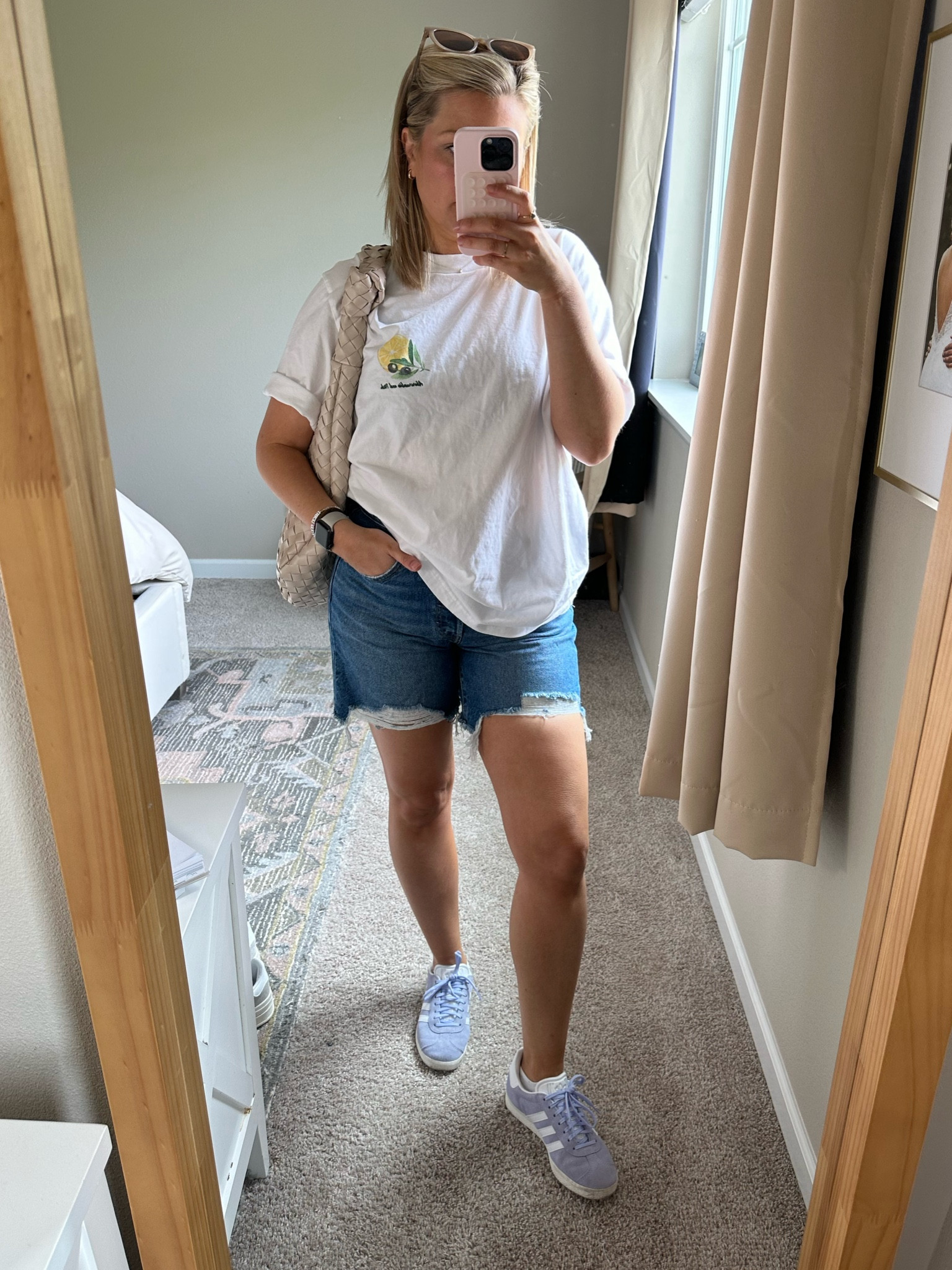 comfy summer mom fit | day 2

size up in shorts. Wearing a 28 here 
Size down 1/2 size in gazelles 

#LTKStyleTip #LTKFindsUnder100 #LTKSaleAlert