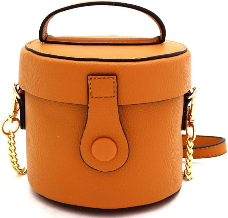 Womens Girls Faux Leather Top-Handle Small Bucket Round Satchel Purse Crossbody Bag | Amazon (US)