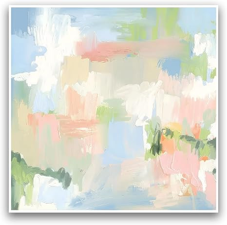 Modern Multicolor Wall Art Abstract Soft Pastel Picture 16x16Inch UnFramed | Modern Multicolor Wa... | Amazon (US)