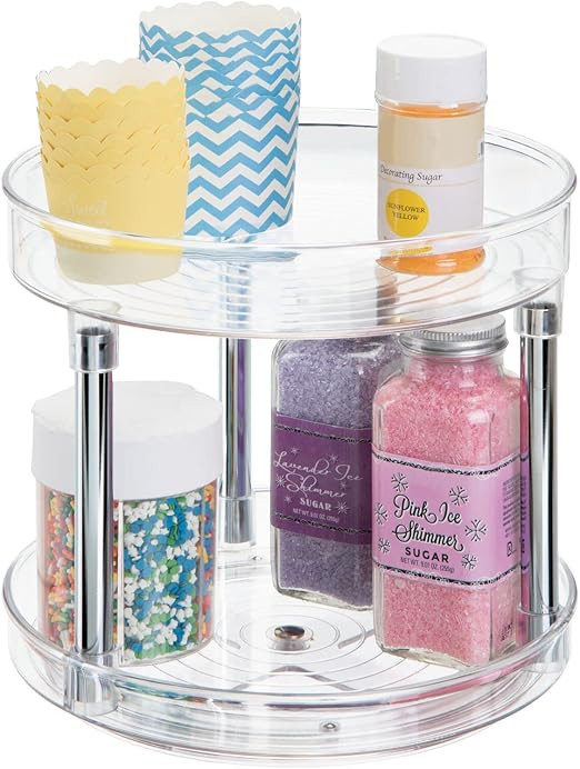 mDesign 2-Tier Lazy Susan Turntable for Kitchen Cabinets, Pantry, and Fridge - 9" Rotating Organi... | Amazon (US)