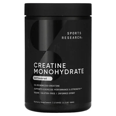 Sports Research, Creatine Monohydrate, Unflavored, 1.1 lb (500 g) | iHerb