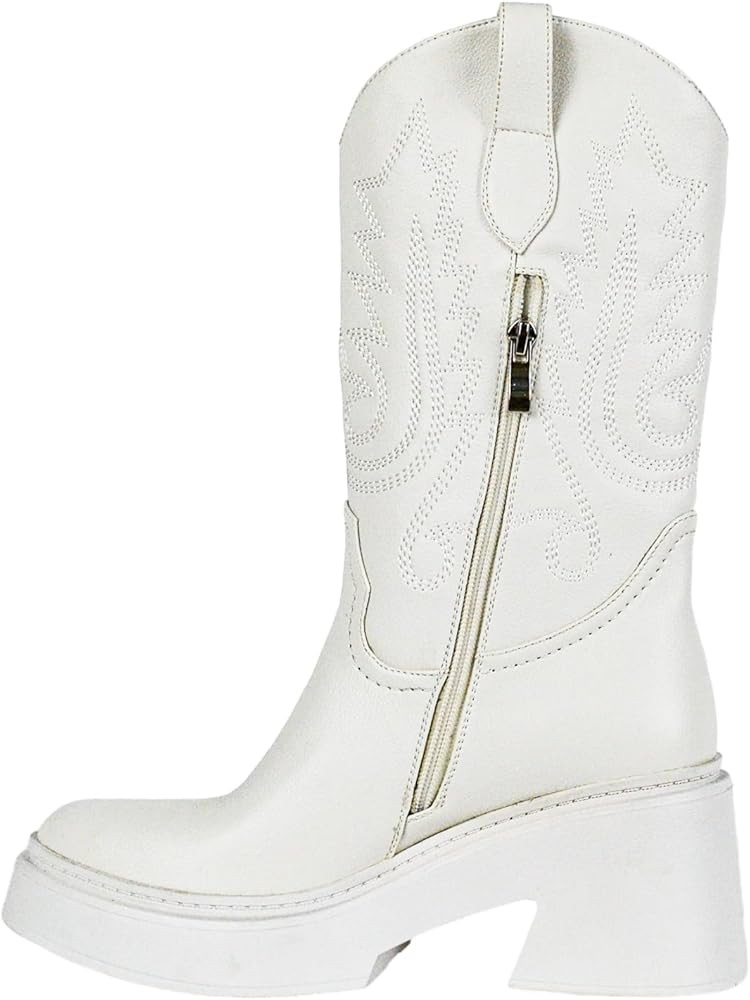 LUMUTA Women's Cowboy Chelsea Mid Claf Boots Embroidered Women Cowgirl Boots,Side Zip Pointed Toe... | Amazon (US)