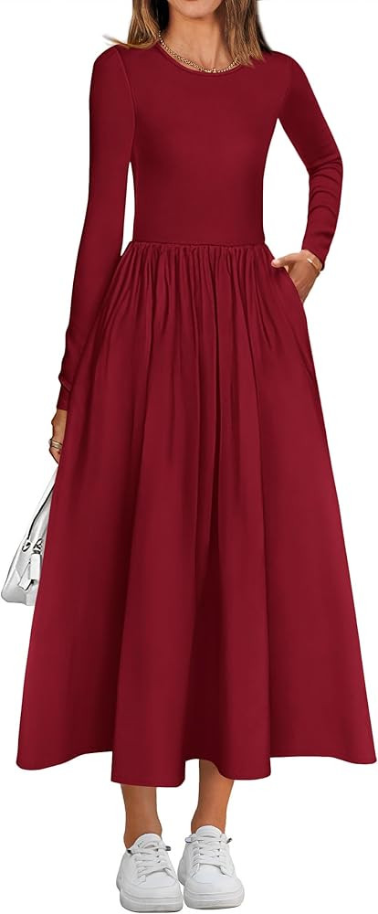 KIRUNDO Women Casual Long Sleeve Wedding Guest Dress Fall Dresses Homecoming Elegant Boho Flowy M... | Amazon (US)