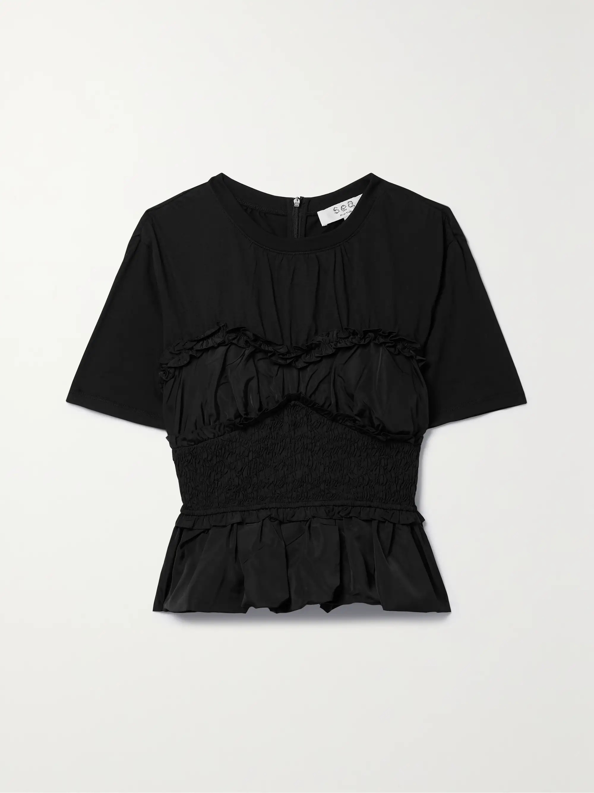 Diana Oberteil aus Baumwoll-Jersey und Taft mit Raffungen und Rüschen | NET-A-PORTER (UK & EU)