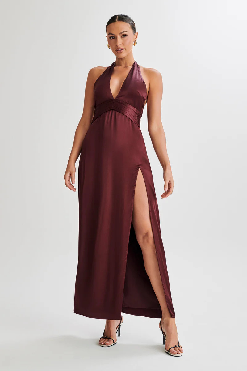 Milana Halter Maxi Dress - Plum | MESHKI US