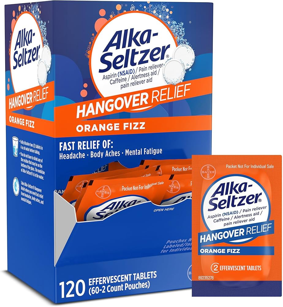 Alka-Seltzer Hangover Relief Tablets, Fast Relief Starts in About 15 Minutes for Headaches, Body ... | Amazon (US)