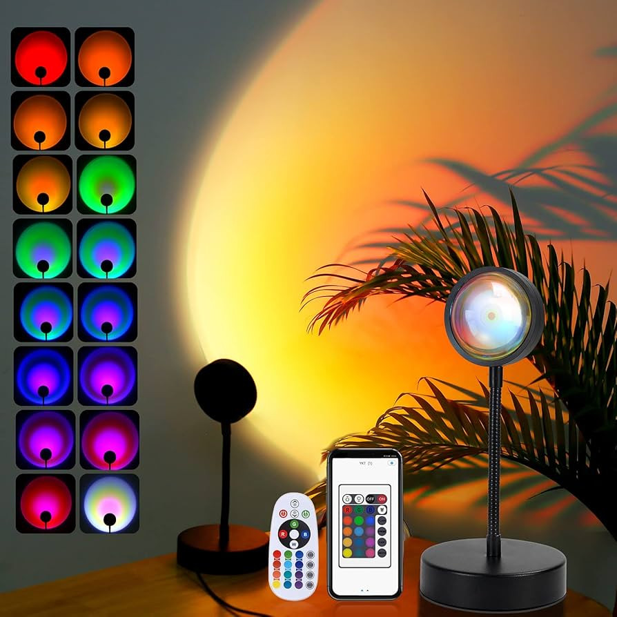 JIMEI Sunset Lamp Projector Led Lights for Bedroom Night Light RGB Lights Sun Sunlight Sunrise La... | Amazon (US)