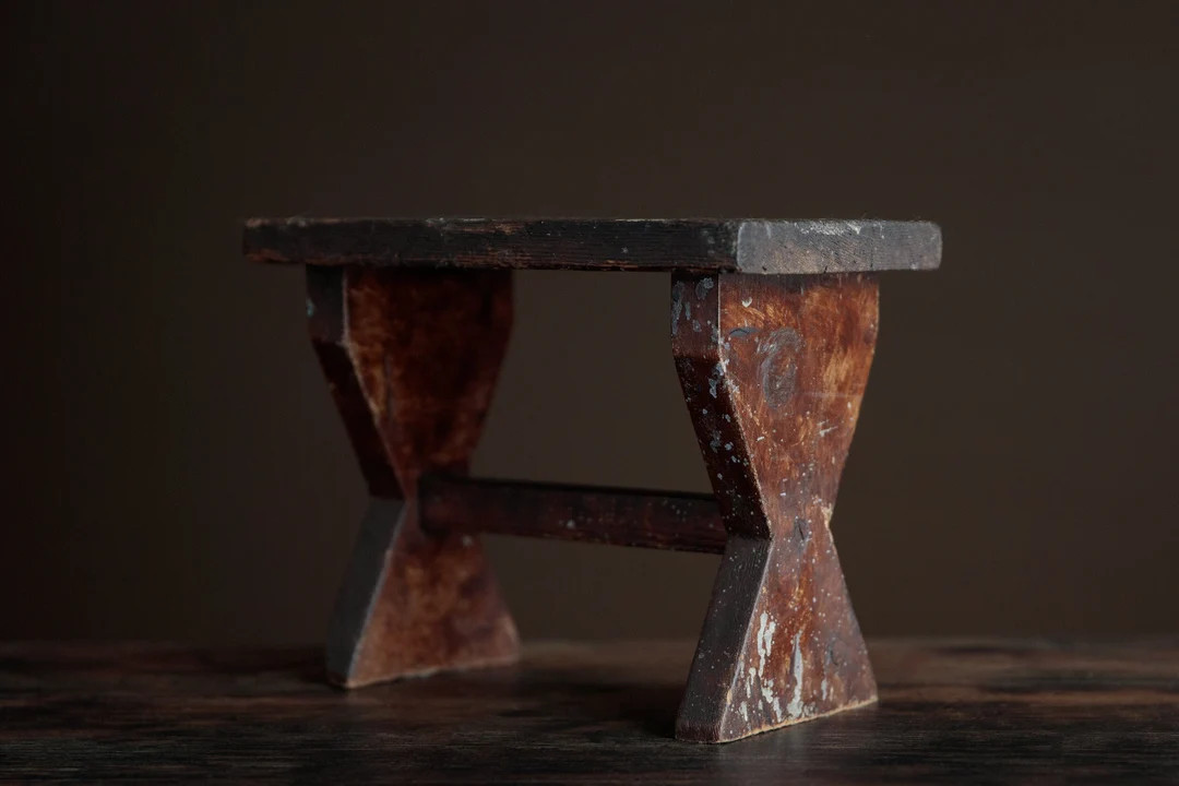 Old wooden stool, rustic wooden seat, wabi sabi decor | Etsy (US)