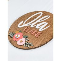 Nursery Name Sign With Flowers // Floral Round 3D Girl | Etsy (US)