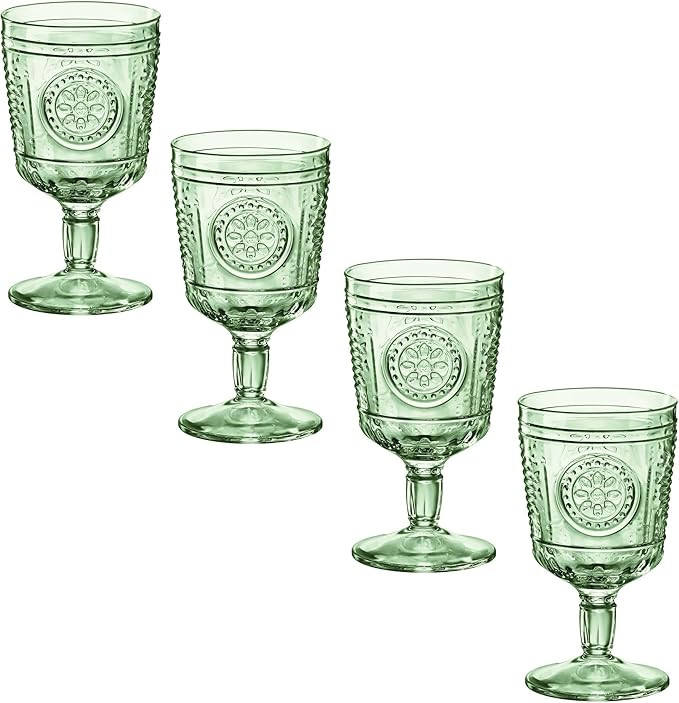 Bormioli Rocco Romantic Set Of 4 Stemware Glasses, 10.75 Oz. Colored Crystal Glass, Pastel Green,... | Amazon (US)