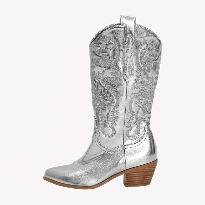 MissHeel Embroiderded Spider Webs Knee High Cowboy Boots | Amazon (US)