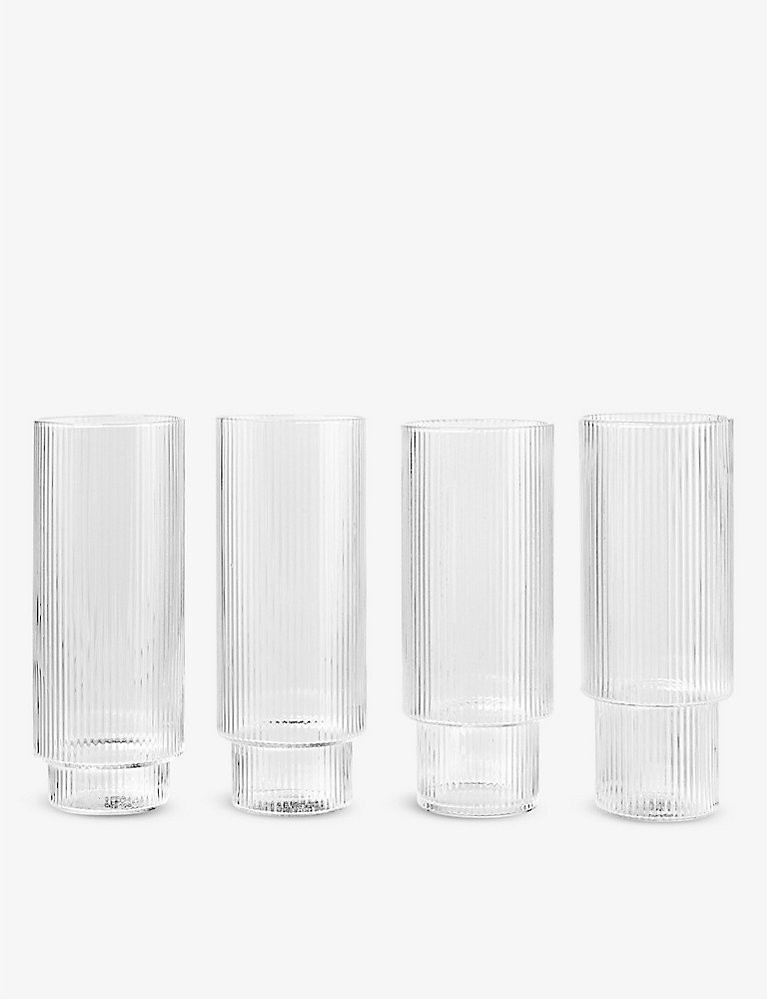 FERM LIVING Ripple Long stackable glasses set of four | Selfridges